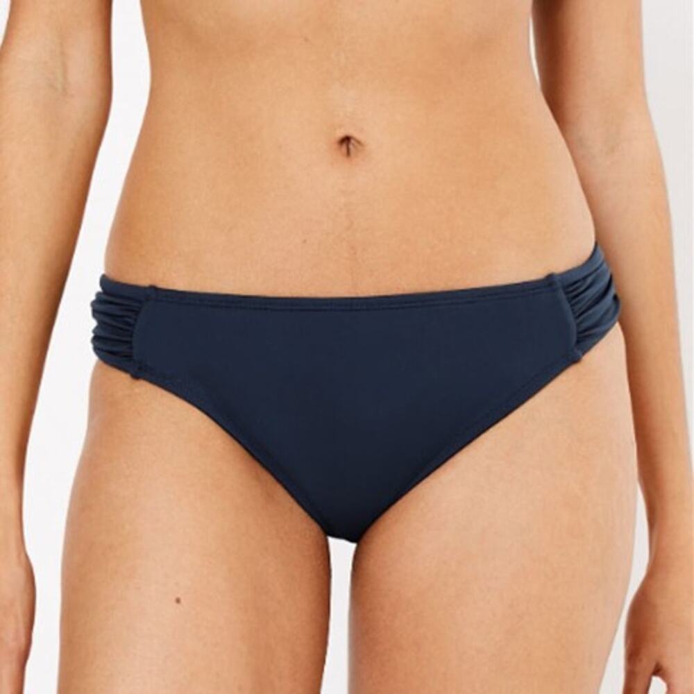 Jessica Simpson Womens Side Shirred Hipster Navy Blue Bikini Bottom XL NEW